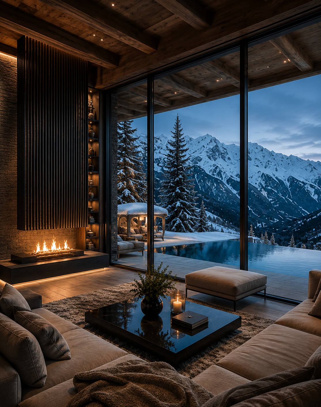Chalet et propriété de montagne premium avec grandes baies vitrées
